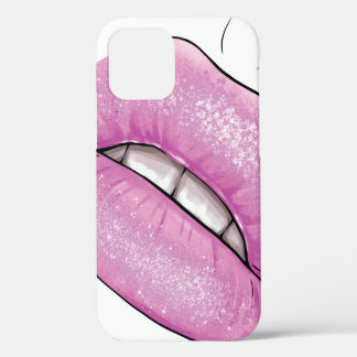 Pink lip color gloss with teeth iPhone 12 case