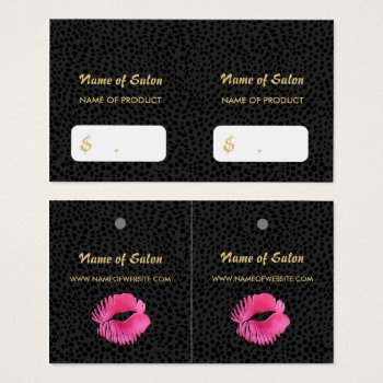 Pink Lip Gloss Kiss Black Cheetah Salon Hang Tags by GirlyBusinessCards at Zazzle