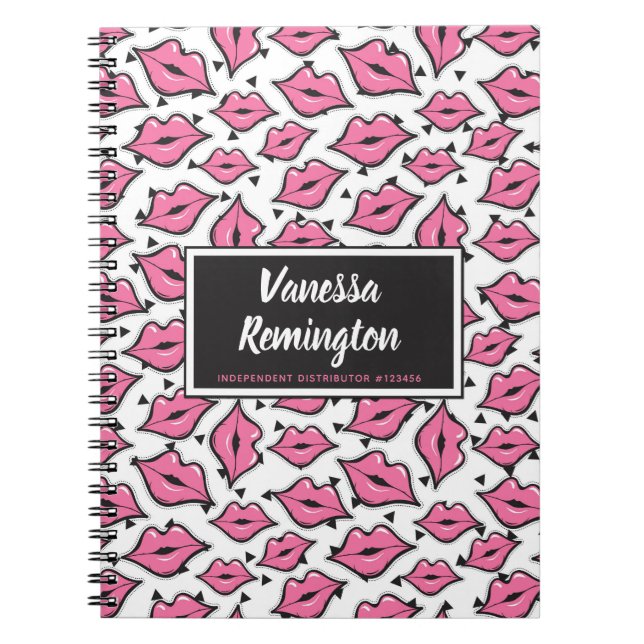 Pink Lip Kiss Lipstick & Beauty Distributor Custom Notebook (Front)