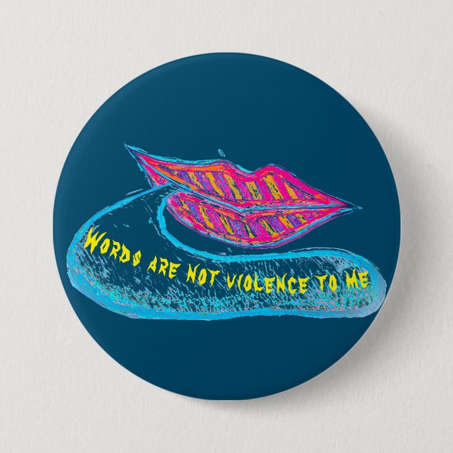 Pink lips and a word baloon or tongue button (Front)