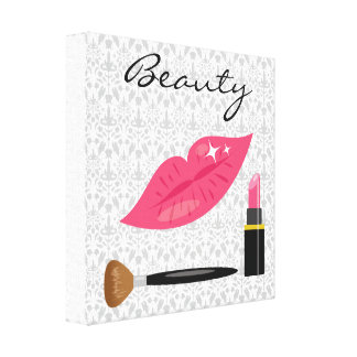 Pink Lips And Makeup Beauty Canvas Print