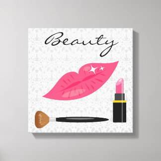 Pink Lips And Makeup Beauty Canvas Print
