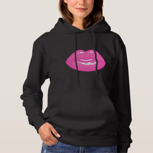 Pink lips black hoodie