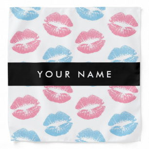 Pink Lips, Blue Lips, Kiss, Your Name, Personalise Bandana