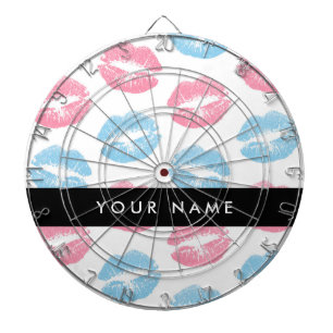 Pink Lips, Blue Lips, Kiss, Your Name, Personalise Dart Board