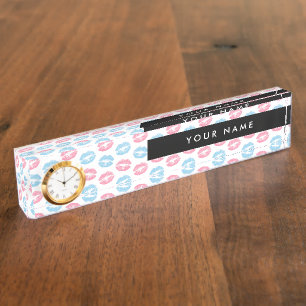 Pink Lips, Blue Lips, Kiss, Your Name, Personalise Desk Name Plate
