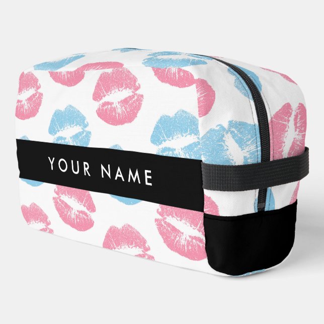 Pink Lips, Blue Lips, Kiss, Your Name, Personalise Dopp Kit (Left Corner)