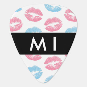 Pink Lips, Blue Lips, Kiss, Your Name, Personalise Guitar Pick
