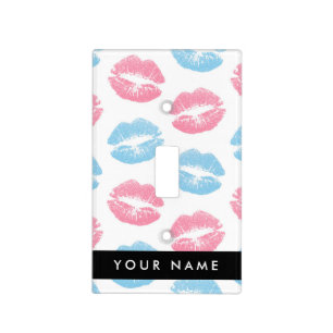 Pink Lips, Blue Lips, Kiss, Your Name, Personalise Light Switch Cover