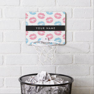 Pink Lips, Blue Lips, Kiss, Your Name, Personalise Mini Basketball Hoop