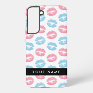 Pink Lips, Blue Lips, Kiss, Your Name, Personalise Samsung Galaxy S22+ Case