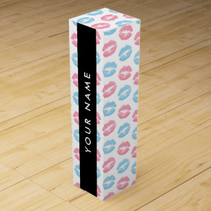 Pink Lips, Blue Lips, Kiss, Your Name, Personalise Wine Box