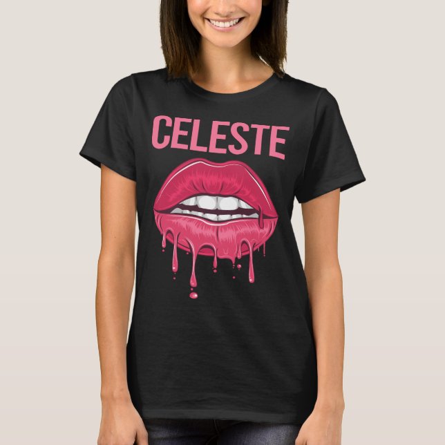 Pink Lips - Celeste Name T-Shirt (Front)