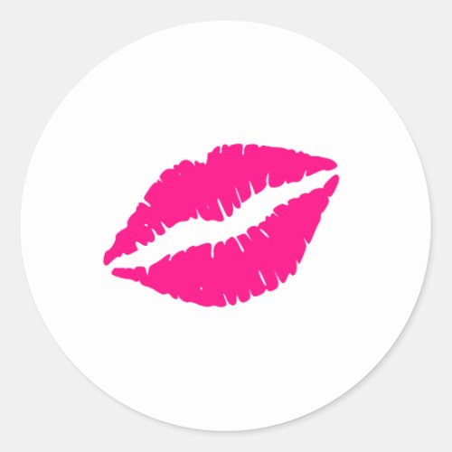 Pink Lips  Classic Round Sticker