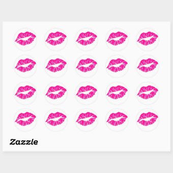 Pink Lips Classic Round Sticker | Zazzle