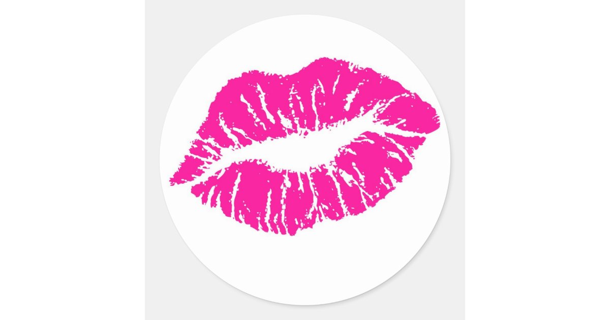 Pink Lips Classic Round Sticker | Zazzle