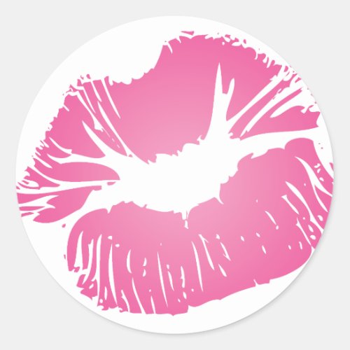 Pink LIps Classic Round Sticker