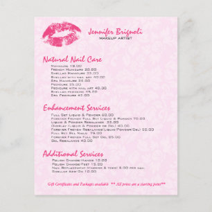Pink Lips & Damasks Makeup Artist Design Flyer