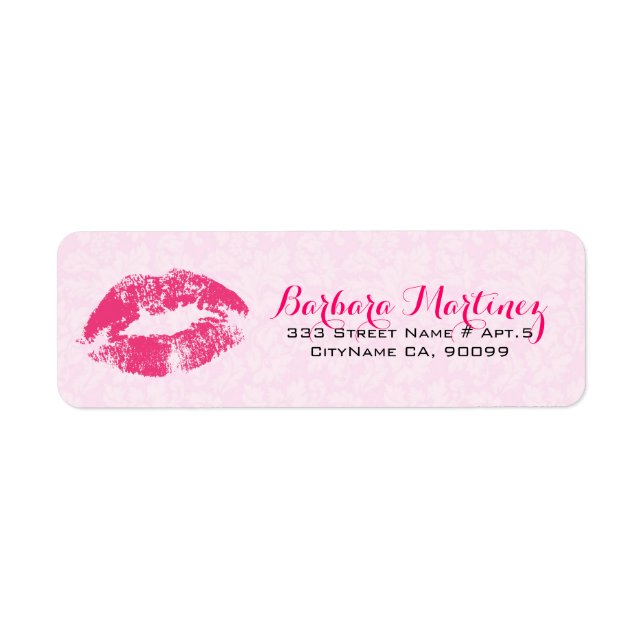 Pink Lips & Damasks Makeup Artist Design Label (Front)