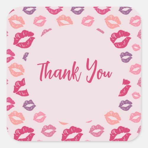 Pink Lips Glam Party Thank You Favor Sticker