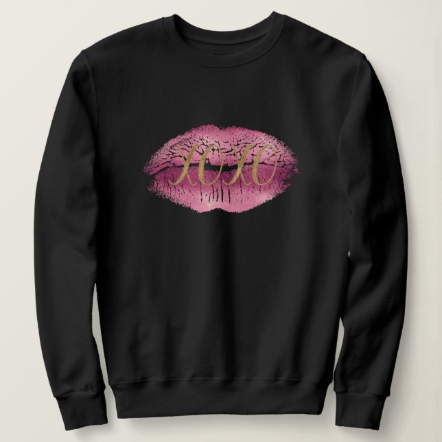 Pink Lips Gold XOXO Sweatshirt (Design Front)