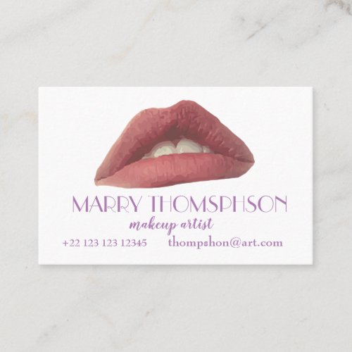 Pink Lips Golden Dots  Elegant Business Card