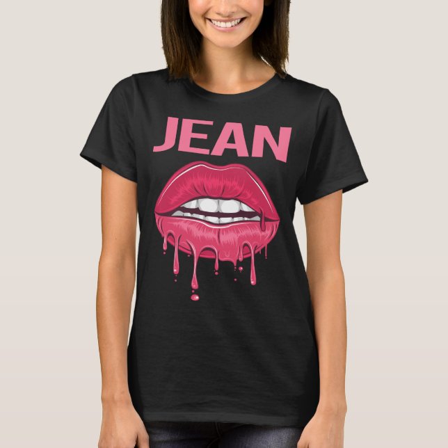 Pink Lips - Jean Name T-Shirt (Front)