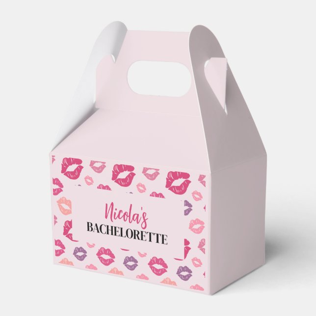 Pink Lips Kiss Bachelorette Party Favor Box (Front Side)