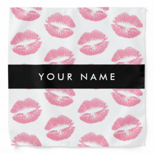 Pink Lips, Kiss, Lipstick, Your Name, Personalise Bandana