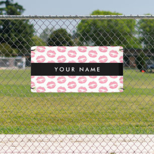 Pink Lips, Kiss, Lipstick, Your Name, Personalise Banner