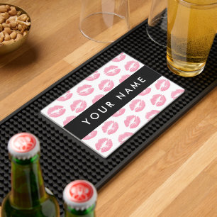 Pink Lips, Kiss, Lipstick, Your Name, Personalise Bar Mat