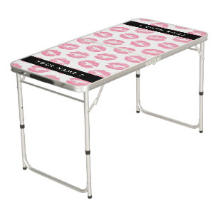 Pink Lips, Kiss, Lipstick, Your Name, Personalise Beer Pong Table