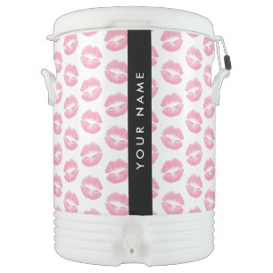 Pink Lips, Kiss, Lipstick, Your Name, Personalise Beverage Cooler