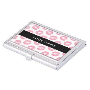 Pink Lips, Kiss, Lipstick, Your Name, Personalise Business Card Case