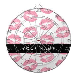 Pink Lips, Kiss, Lipstick, Your Name, Personalise Dart Board