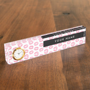 Pink Lips, Kiss, Lipstick, Your Name, Personalise Desk Name Plate