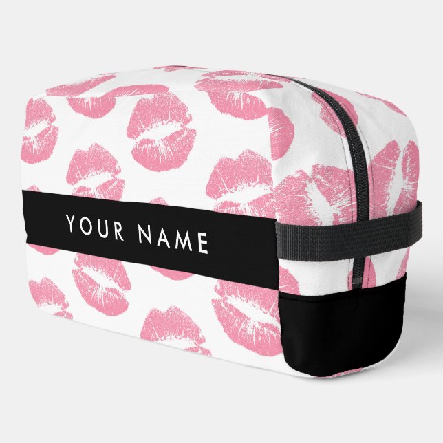 Pink Lips, Kiss, Lipstick, Your Name, Personalise Dopp Kit (Left Corner)
