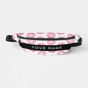 Pink Lips, Kiss, Lipstick, Your Name, Personalise Fanny Pack