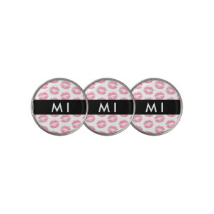 Pink Lips, Kiss, Lipstick, Your Name, Personalise Golf Ball Marker