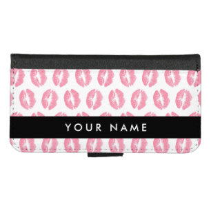 Pink Lips, Kiss, Lipstick, Your Name, Personalise iPhone 8/7 Wallet Case
