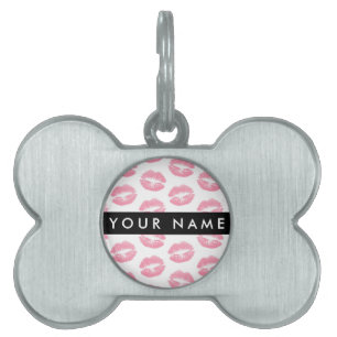 Pink Lips, Kiss, Lipstick, Your Name, Personalise Pet ID Tag