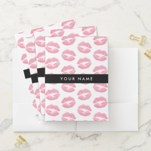 Pink Lips, Kiss, Lipstick, Your Name, Personalise Pocket Folder
