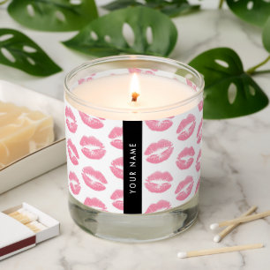 Pink Lips, Kiss, Lipstick, Your Name, Personalise Scented Candle