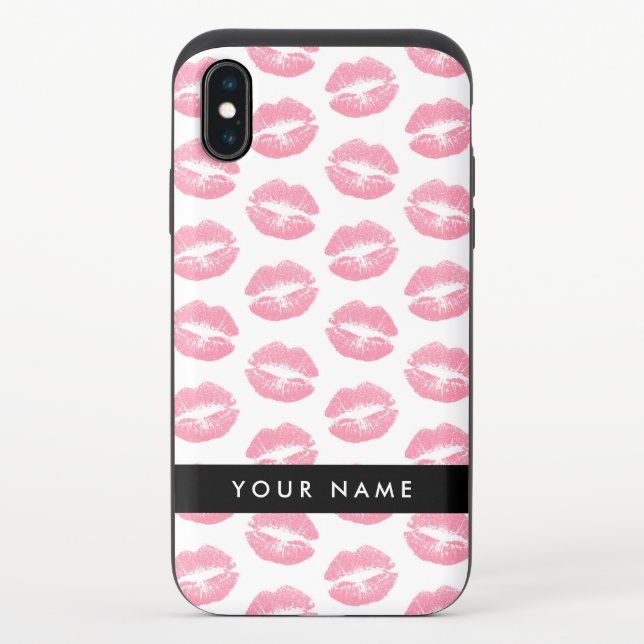 Pink Lips, Kiss, Lipstick, Your Name, Personalise Uncommon iPhone Case (Back)