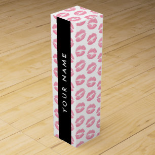 Pink Lips, Kiss, Lipstick, Your Name, Personalise Wine Box