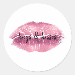 Pink Lips kiss personalized Classic Round Sticker
