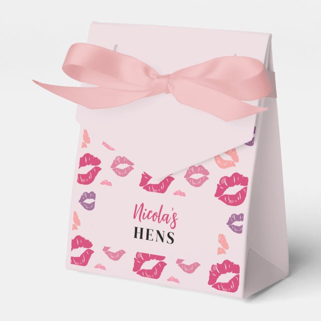 Pink Lips Kiss the Miss Hens Party Favor Box (Front Side)