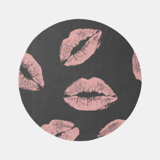 Pink lips kisses, Valentine's day pattern. Rug