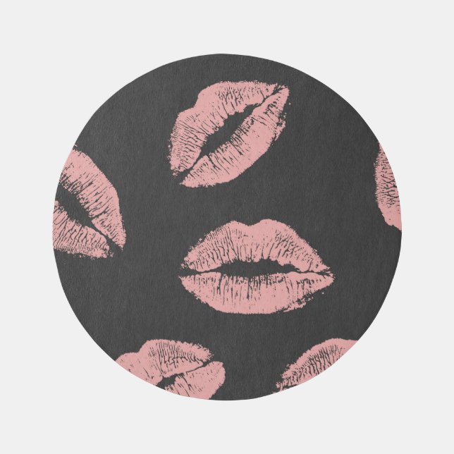 Pink lips kisses, Valentine's day pattern. Rug (Front)