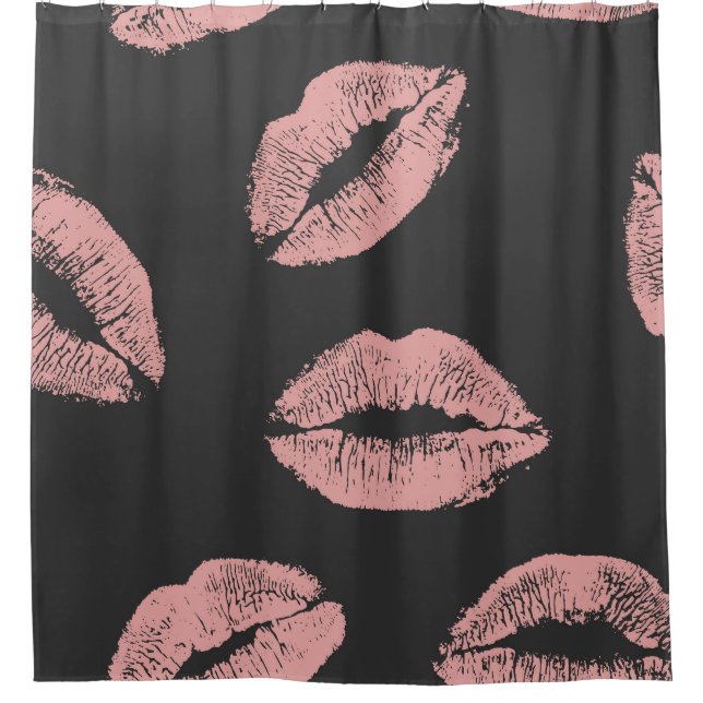 Pink lips kisses, Valentine's day pattern. Shower Curtain (Front)